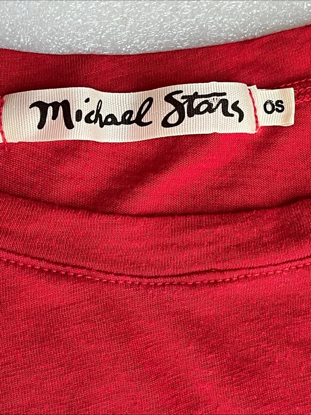Michael Stars "Madison" Boatneck 3/4 Sleeve Tee in Red OS - Picture 7 of 8